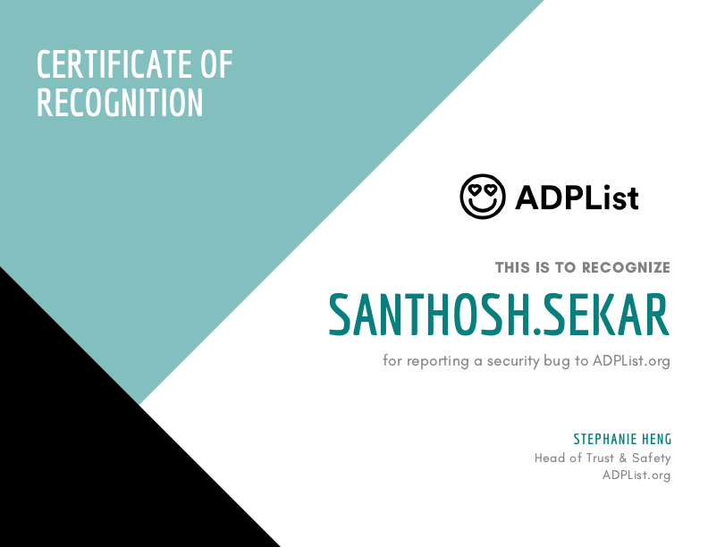 ADPList - Certificate of Recognition for reported a security bug.pdf
