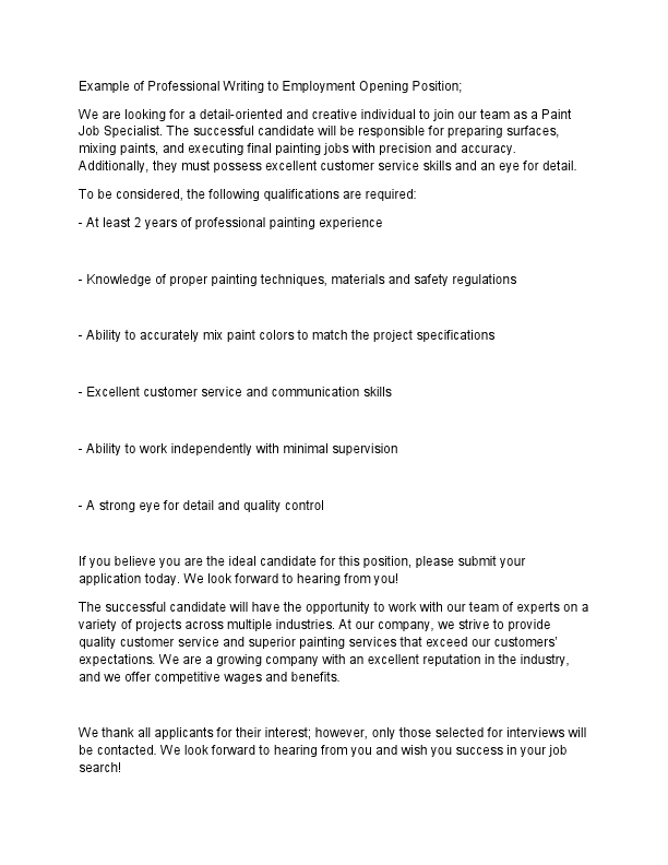 Example of Professional Writing to Employment Opening Position.pdf