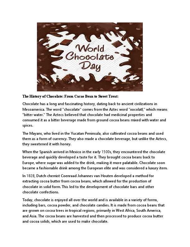 The History of Chocolate From Cacao Bean to Sweet Treat.pdf
