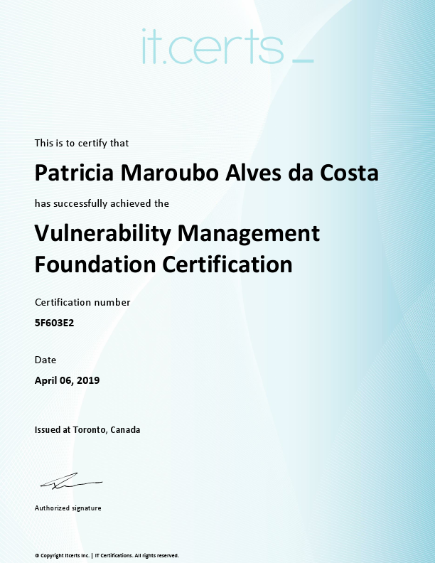 Vulnerability Management Foundation Certification Patricia Maroubo Alves da Costa.pdf