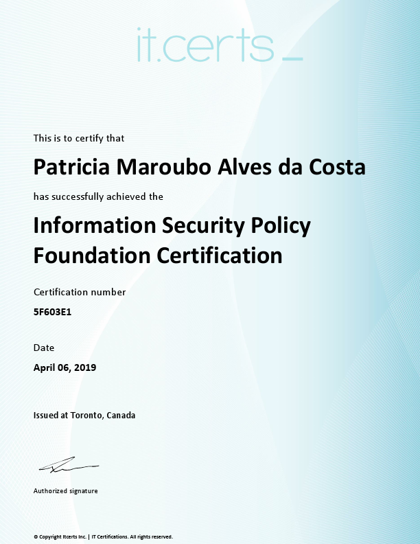 Information Security Policy Foundation Certification Patricia Maroubo Alves da Costa.pdf