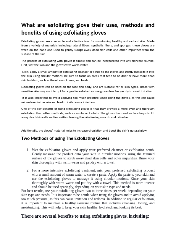 What are exfoliating glove their uses_10557362.pdf