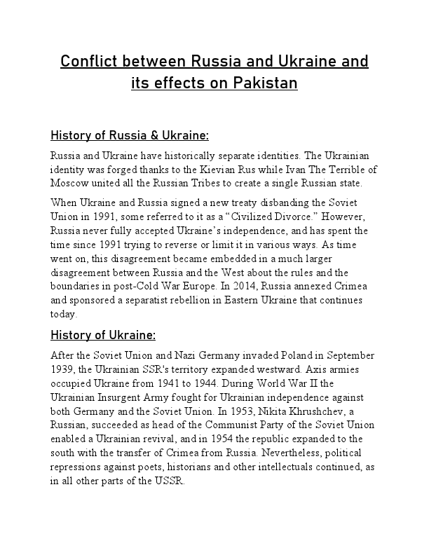 Conflict between Russia and Ukraine and its effects on Pakistan.pdf
