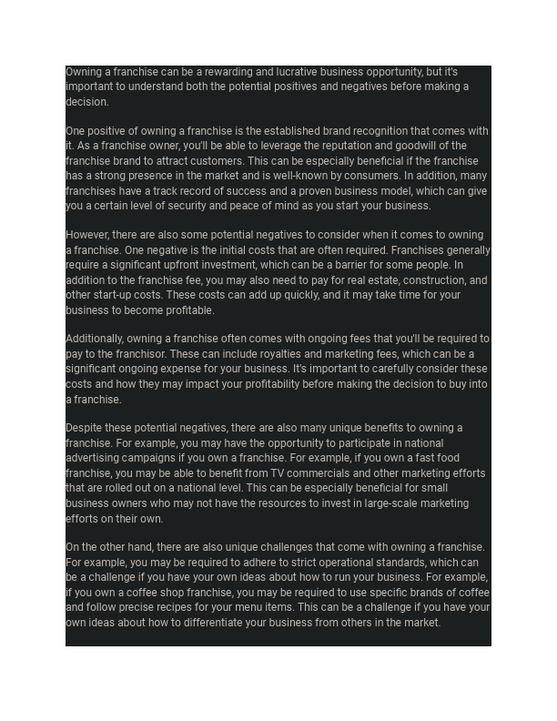 Owning a franchise ARTICLE.pdf