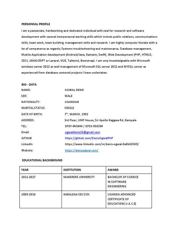 Ogwal Denis CV Developer PHP.pdf