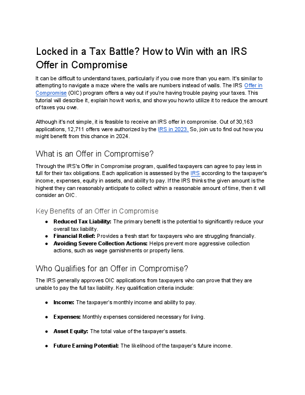 Locked in a Tax Battle_ How to Win with an IRS Offer in Compromise.pdf