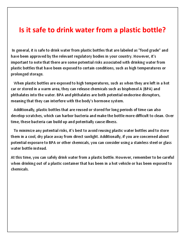 Is it safe to drink water from a plastic bottle.pdf
