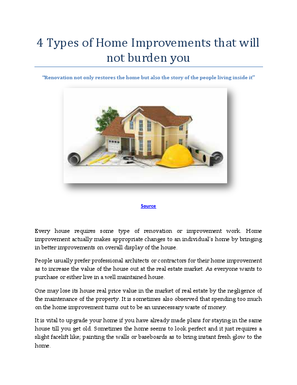 4 Types of Home Improvements that will not burden you.pdf