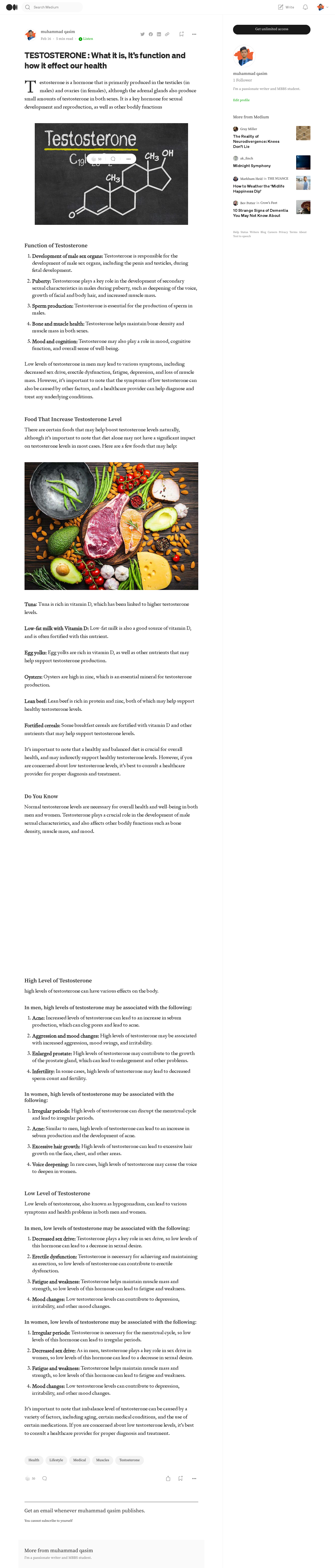 TESTOSTERONE _ What it is, It’s function and how it effect our health _ by muhammad qasim _ Feb, 2023 _ Medium.pdf
