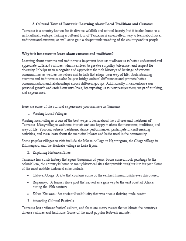 A Cultural Tour of Tanzania Learning About Local Traditions and Customs..pdf