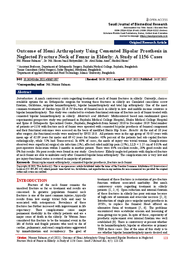 Outcome of Hemi Arthroplasty Using Cemented Bipolar Prosthesis in.pdf