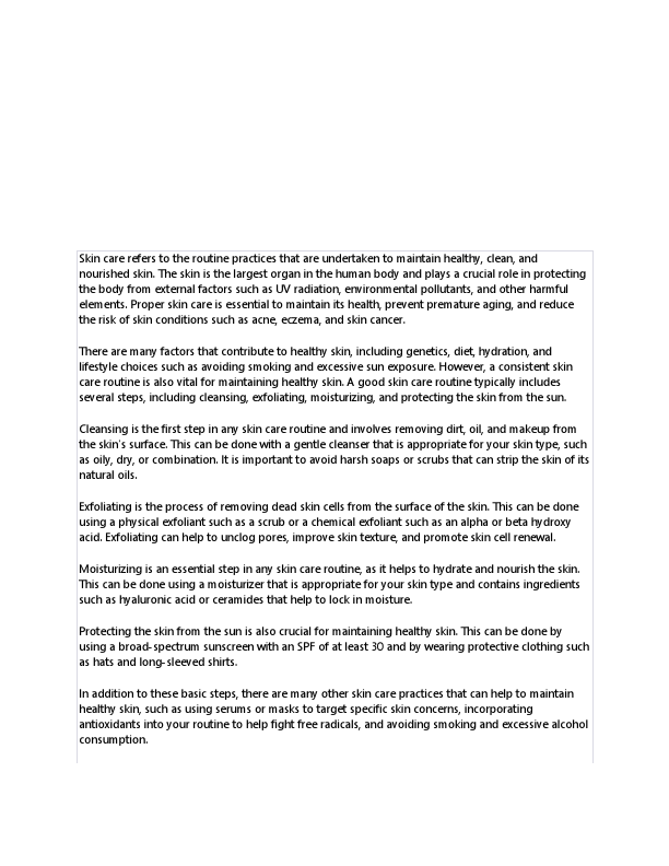 Skin care refers to the routine practices that are undertaken to maintain healthy.pdf