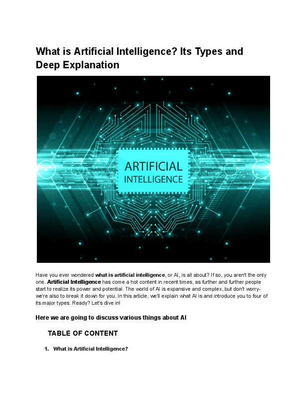 What is Artificial Intelligence- it's Types and Benefits for us.pdf