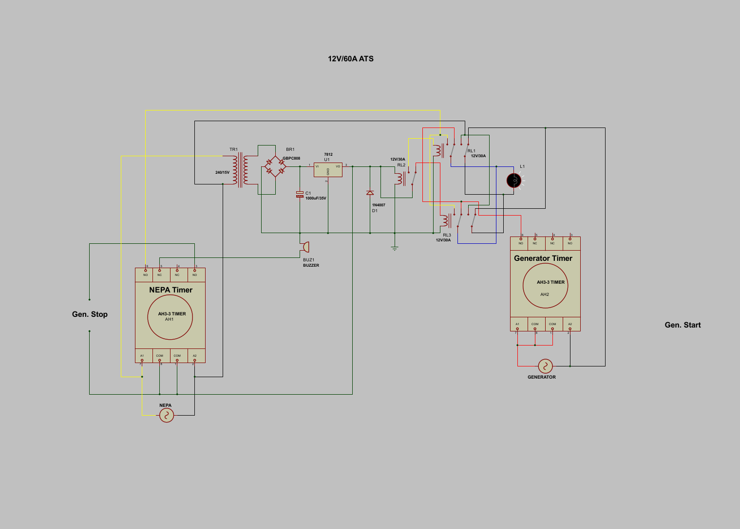 Automatic Changeover Switch (ATS) using Two Shunted 12V-60A DPDT (30A) Relays with NEPA Delay.PDF