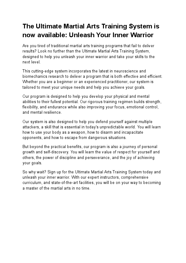 The Ultimate Martial Arts Training System is now available_ Unleash Your Inner Warrior.pdf