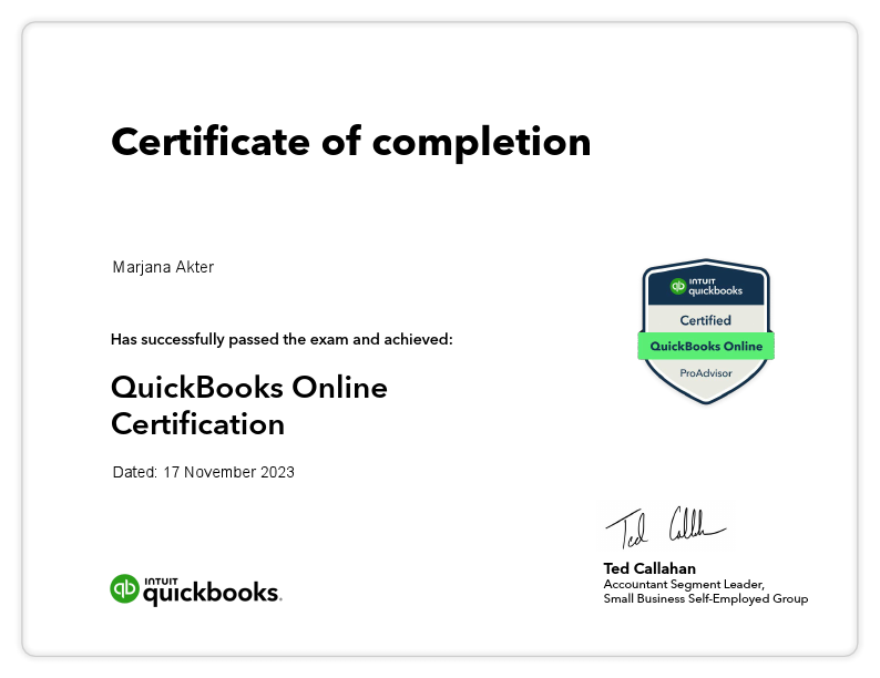 QuickBooksOnlineCertification - Marjana Akter.pdf