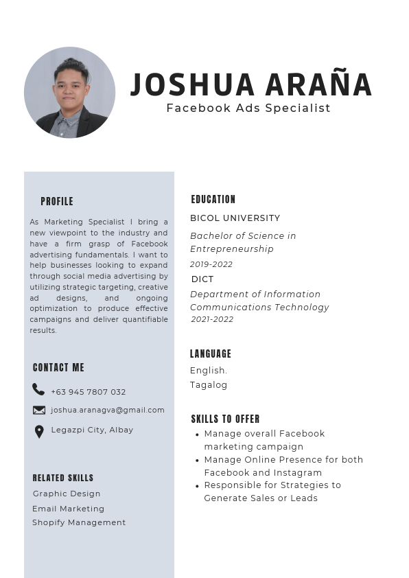 FB Ad RESUME CV (Joshua Arana).pdf