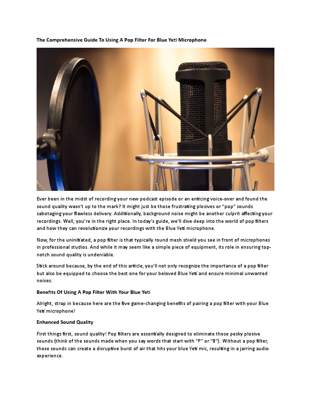 The Comprehensive Guide To Using A Pop Filter With Your Blue Yeti Microphone.pdf