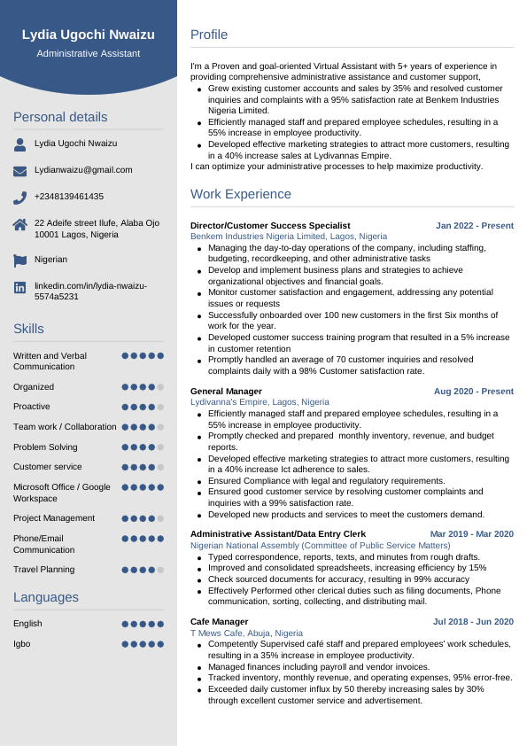 Resume-Lydia-Ugochi-Nwaizu Admin assistant.pdf