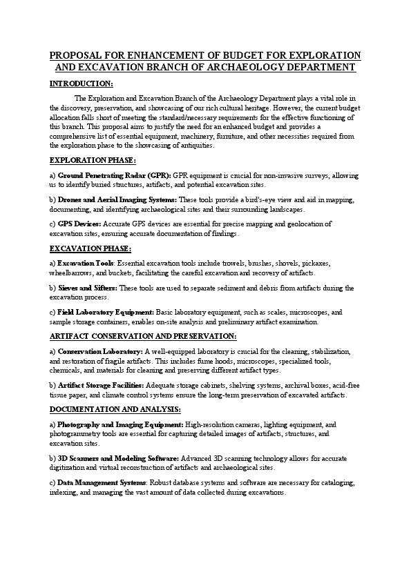 PROPOSAL FOR ENHANCEMENT OF BUDGET FOR EXPLORATION AND EXCAVATION BRANCH OF ARCHAEOLOGY DEPARTMENT.pdf