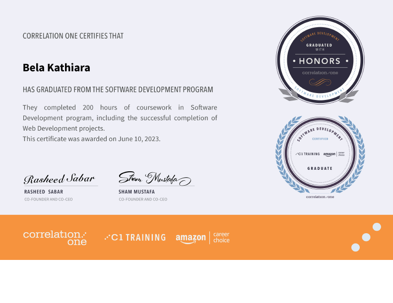 Amazon SD 1 Honors Certificate • Bela Kathiara • Correlation One.pdf