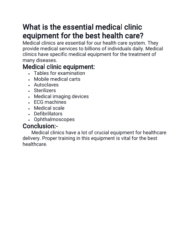What is the essential medical clinic equipment for the best health care.pdf