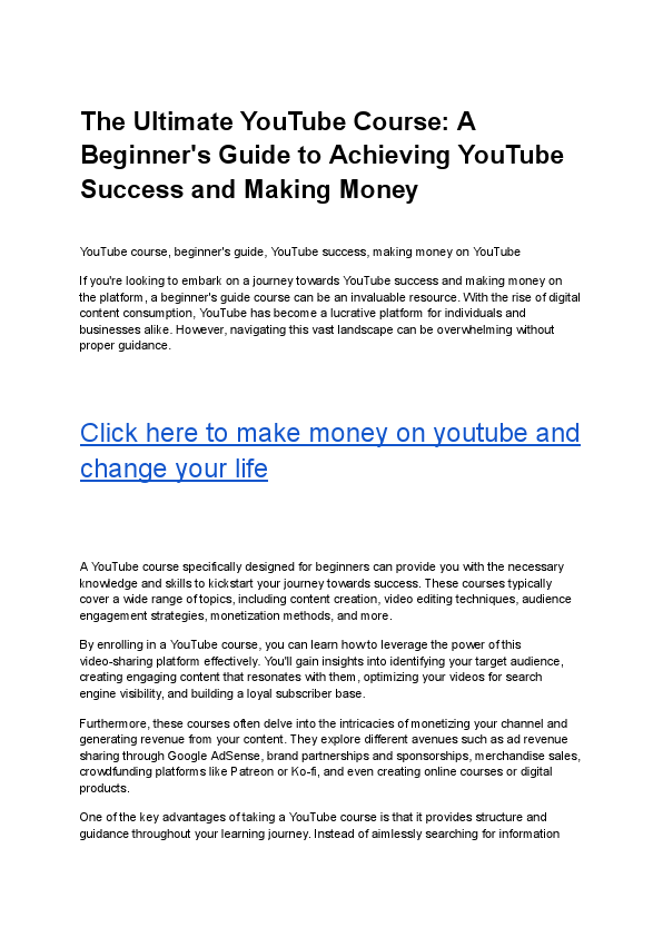 TheUltimateYouTubeCourseA Beginner'sGuidetoAchievingYouTube SuccessandMakingMoney.pdf