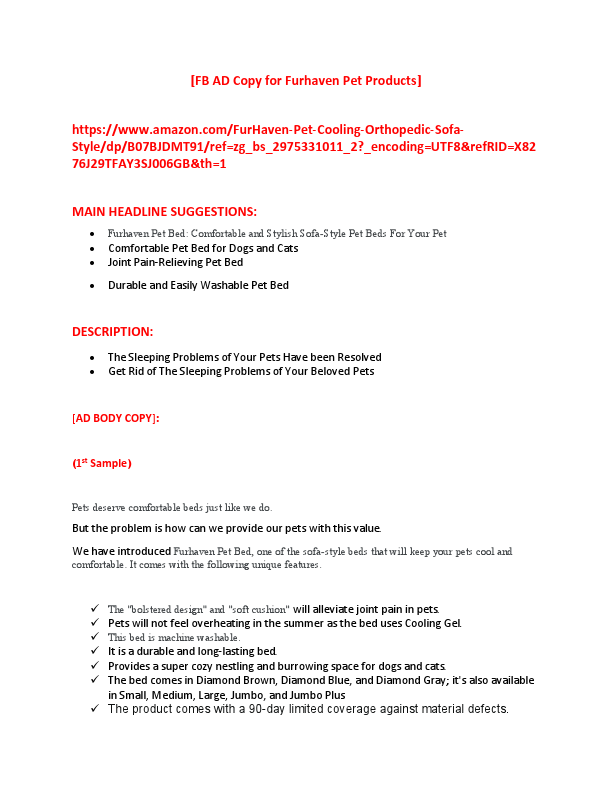 FB AD Copy for Furhaven Pet Products.pdf