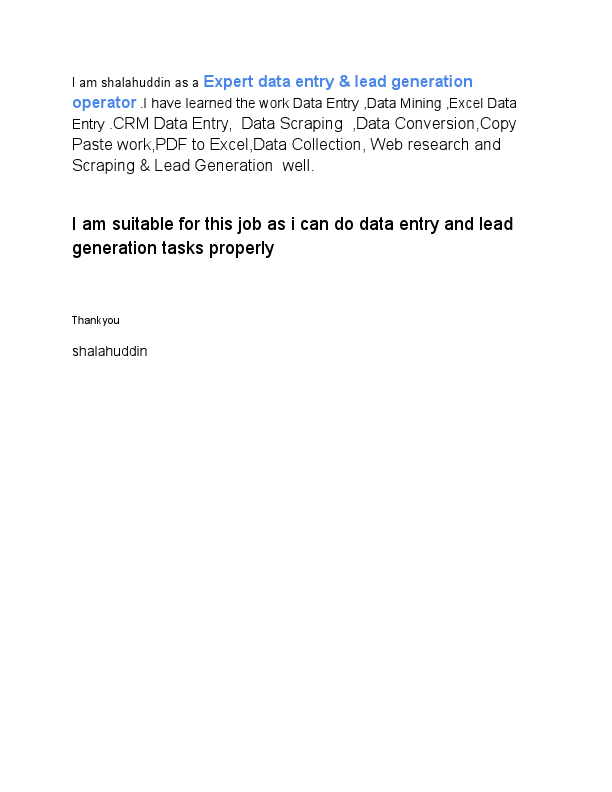 I am shalahuddin as a Expert data entry & lead generation operator .pdf