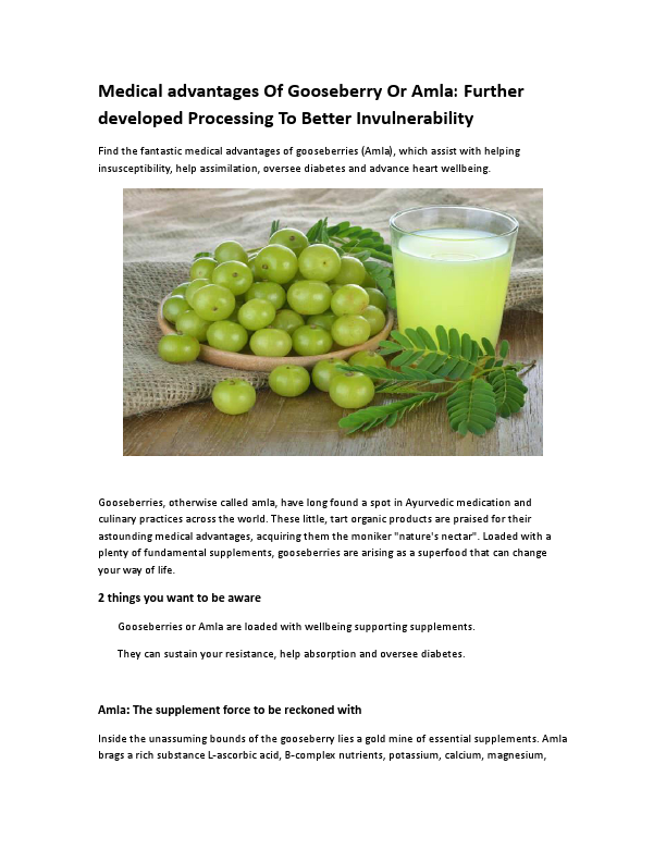 Medical advantages Of Gooseberry Or Amla.pdf