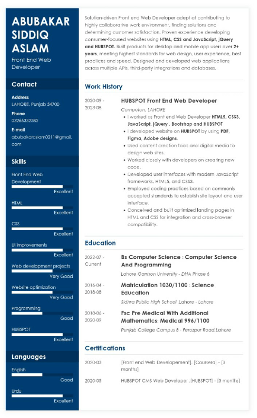 Front end Web Developer Abubakar Resume.pdf