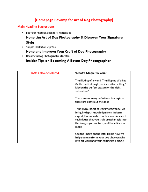 Homepage Revamp for Art of Dog Photography.pdf