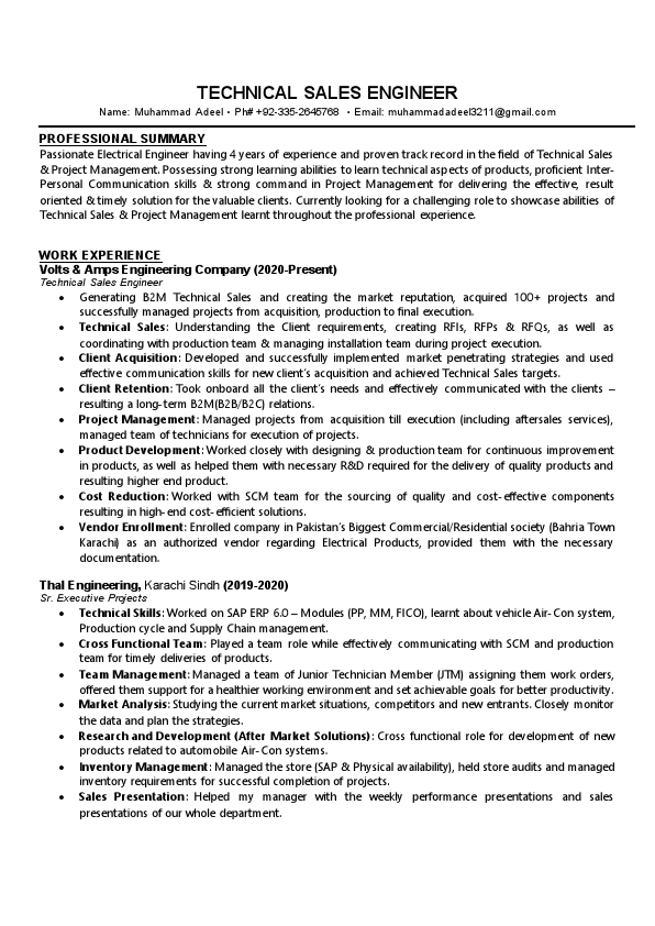 Technical Sales Engineer - Engr Muhammad Adeel.pdf