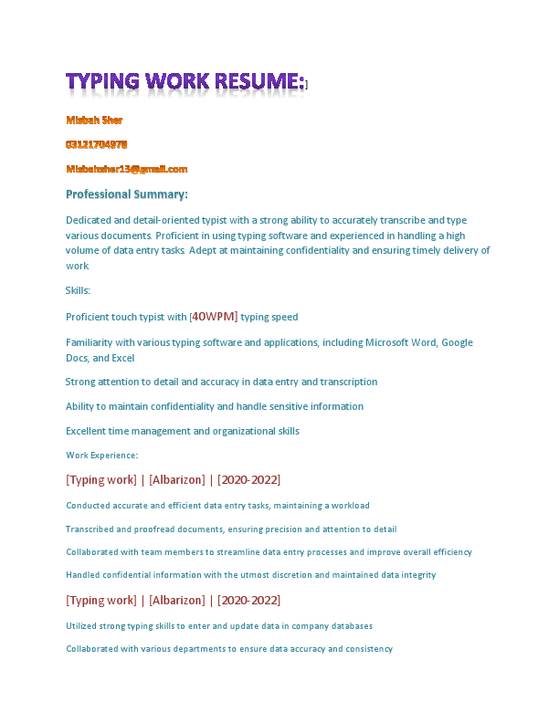typing work resume.pdf