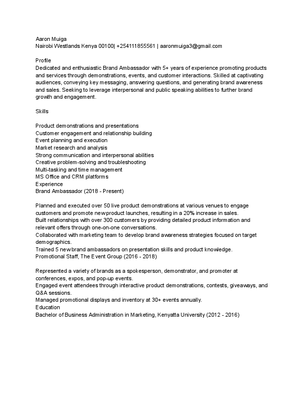Brand Ambassador Resume .pdf