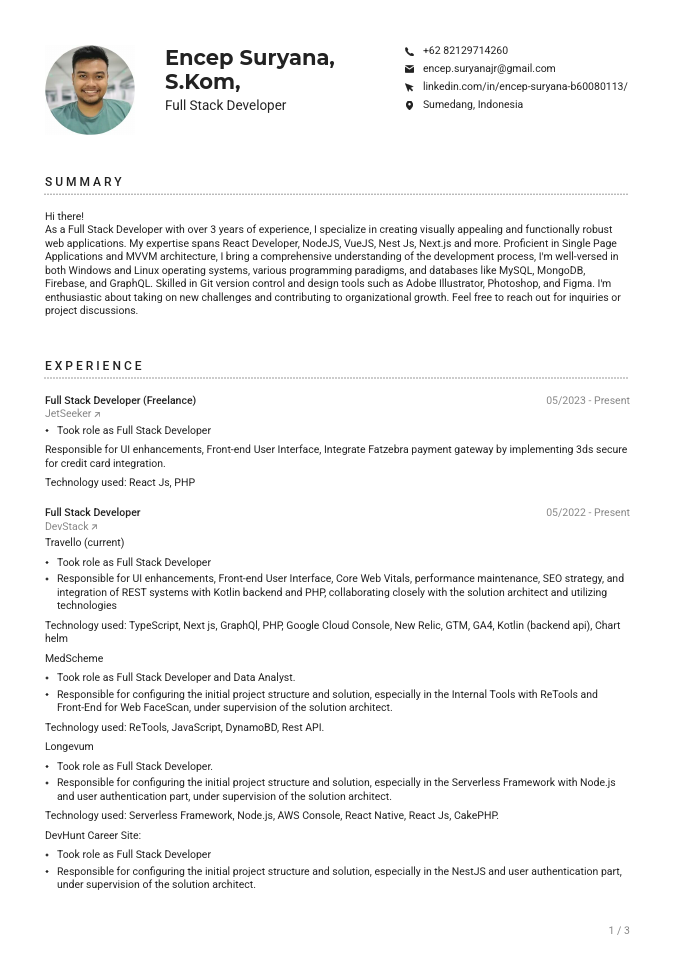 Encep Suryana, S.Kom, - Full Stack Developer - Resume (1).pdf