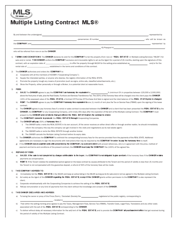 Multiple Listing Contract sample.pdf