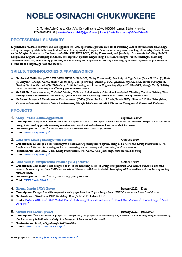CHUKWUKERE NOBLE CV- SOFTWARE ENGINEER & WEB DEVELOPER.pdf