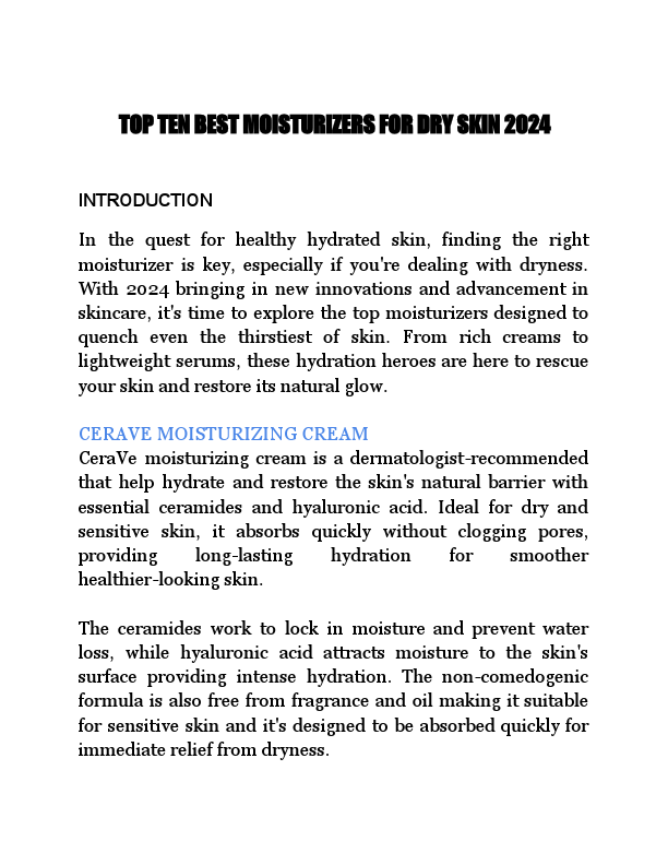 Top 10 moisturizers for dry skin in 2024.pdf