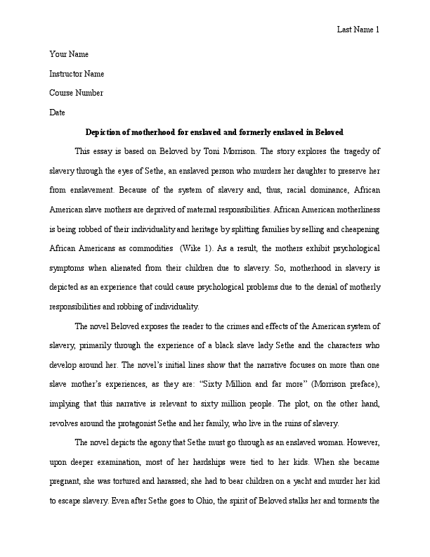 Depiction of motherhood for enslaved and formerly enslaved in Beloved.pdf