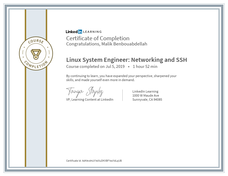 CertificateOfCompletion_Linux System Engineer Networking And Ssh.pdf