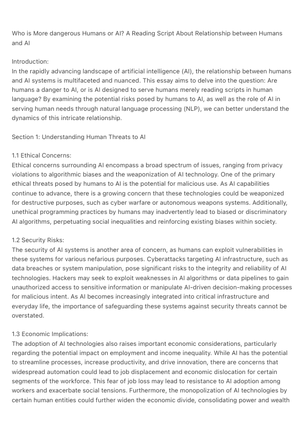 Who is More dangerous Humans or AI? A Reading Script About Relationship….pdf