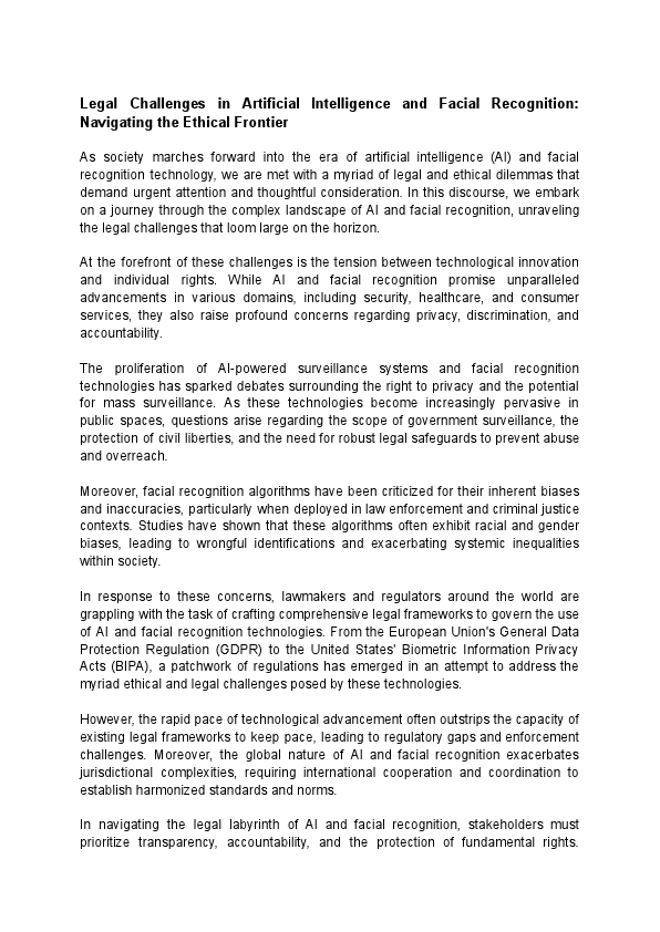 Legal Challenges in Artificial Intelligence and Facial Recognition_ Navigating the Ethical Frontier.pdf