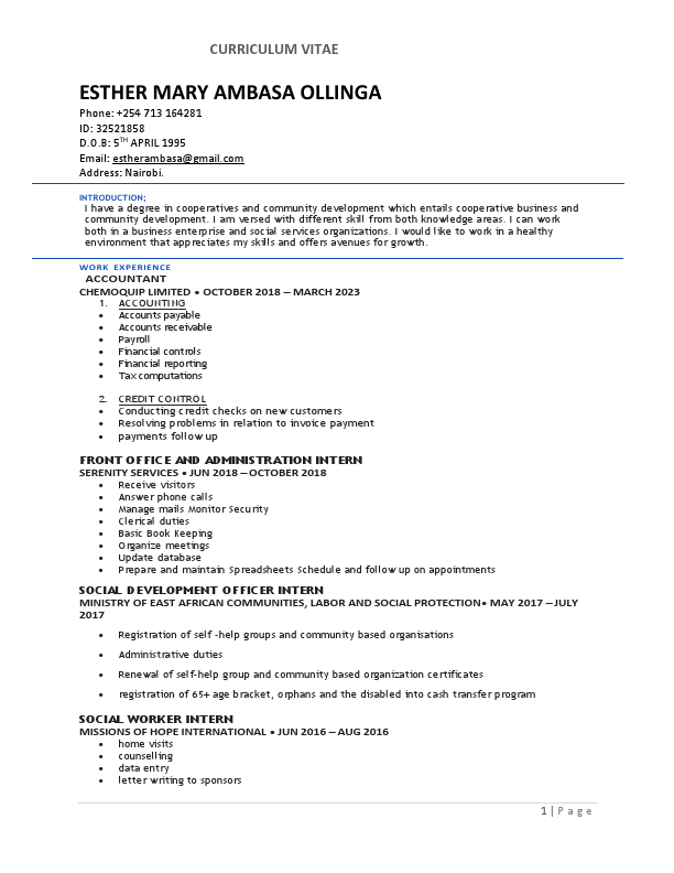 ESTHER MARY AMBASA OLLINGA - MY CV.pdf