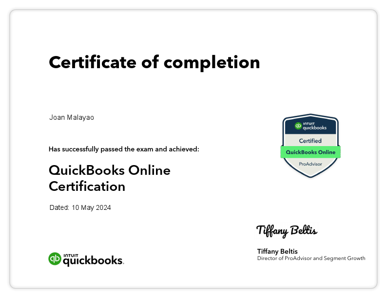 QuickBooksOnlineCertification - Joan Malayao.pdf