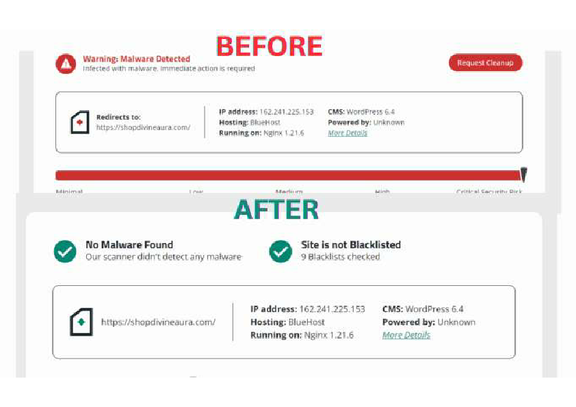 I Will do the blacklist remove, fix the browser red warning, and clean the malware4.pdf