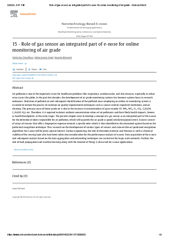 Role of gas sensor an integrated part of e-nose for online monitoring of air grade - ScienceDirect.pdf