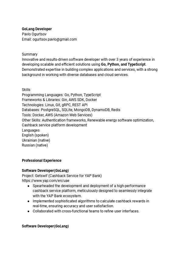 GoLang Develoepr - Pavel Ohurtsov CV.pdf