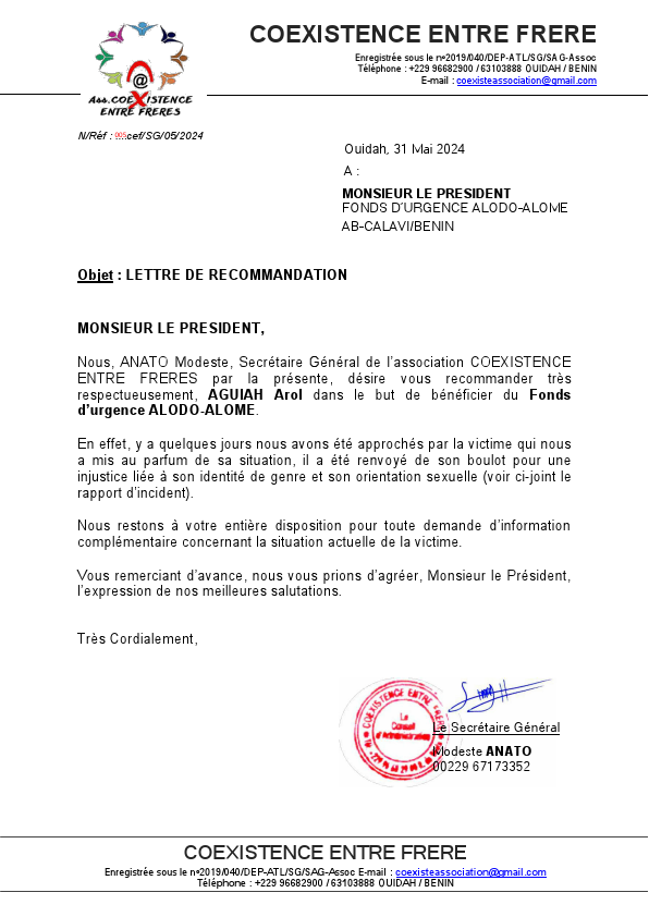 Cef_Lettre de recommandation_Cef_Arol - Association COEXISTENCE ENTRE FRÈRES.pdf
