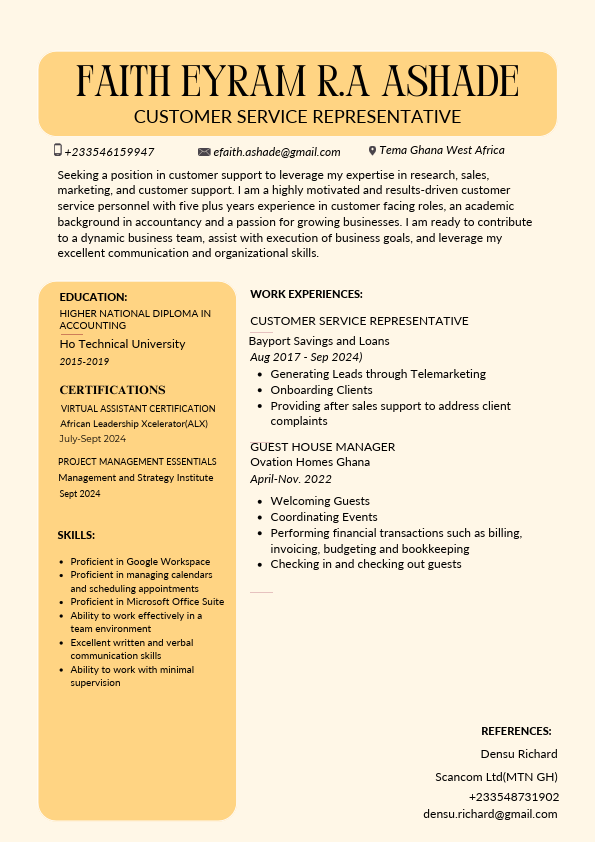 Ashade Faith ERA Customer Support Resume.pdf